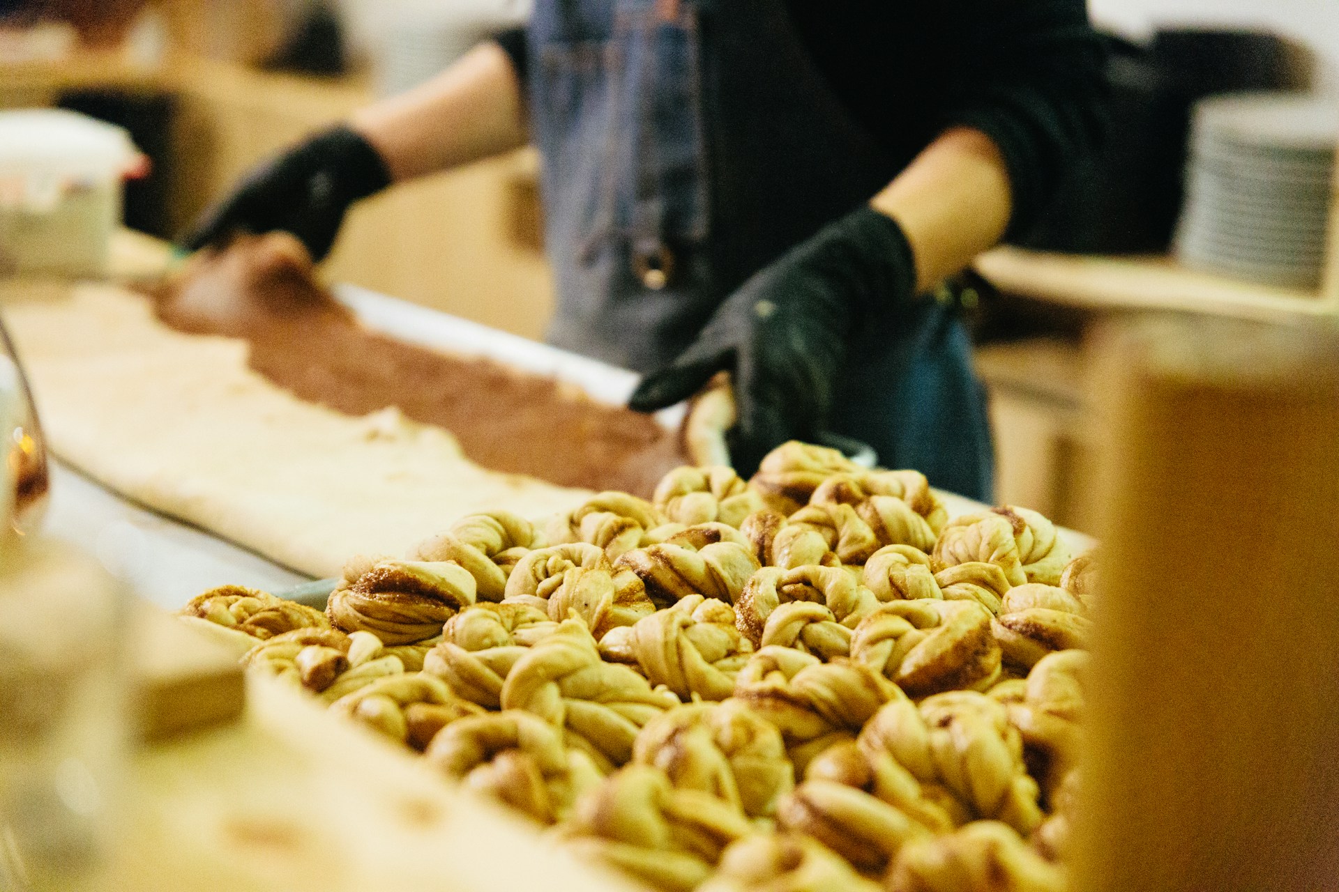 A bakery production scene.